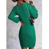 imageSidefeel Womens 2025 Fall Winter Ribbed Knit Sweater Dress Casual Long Sleeve Sexy V Neck Bodycon Mini DressGreen