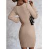 imageSidefeel Womens 2025 Fall Winter Ribbed Knit Sweater Dress Casual Long Sleeve Sexy V Neck Bodycon Mini DressKhaki