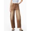 imageSidefeel Womens Barrel Jeans Wide Leg Vintage Mid Rise Y2k Baggy Boyfriend Ankle Denim PantsBrown