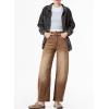 imageSidefeel Womens Barrel Jeans Wide Leg Vintage Mid Rise Y2k Baggy Boyfriend Ankle Denim PantsBrown