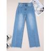 imageSidefeel Womens Bowknot Wide Leg Jeans High Waisted Strechy Raw Hem Denim PantsE Light Blue