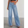 imageSidefeel Womens Bowknot Wide Leg Jeans High Waisted Strechy Raw Hem Denim PantsZ Light Blue