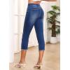 imageSidefeel Womens Capri Jeans High Waisted 2025 Summer Fashion Straight Leg Raw Hem Denim Capri PantsBlue