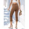 imageSidefeel Womens Capri Jeans High Waisted 2025 Summer Fashion Straight Leg Raw Hem Denim Capri PantsBrown