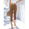 imageSidefeel Womens Capri Jeans High Waisted 2025 Summer Fashion Straight Leg Raw Hem Denim Capri PantsBrown