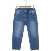imageSidefeel Womens Capri Jeans High Waisted 2025 Summer Fashion Straight Leg Raw Hem Denim Capri PantsD Light Blue