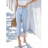 imageSidefeel Womens Capri Jeans High Waisted 2025 Summer Fashion Straight Leg Raw Hem Denim Capri PantsE Sky Blue