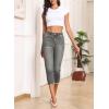 imageSidefeel Womens Capri Jeans High Waisted 2025 Summer Fashion Straight Leg Raw Hem Denim Capri PantsGray