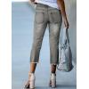 imageSidefeel Womens Capri Jeans High Waisted 2025 Summer Fashion Straight Leg Raw Hem Denim Capri PantsGray