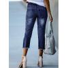 imageSidefeel Womens Capri Jeans High Waisted 2025 Summer Fashion Straight Leg Raw Hem Denim Capri PantsMedium Blue