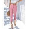 imageSidefeel Womens Capri Jeans High Waisted 2025 Summer Fashion Straight Leg Raw Hem Denim Capri PantsPink