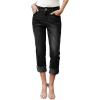 imageSidefeel Womens Capri Jeans High Waisted Stretchy Rollup Skinny Cuffed Cropped Zimbaplatinum Summer Capri PantsBlack