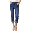imageSidefeel Womens Capri Jeans High Waisted Stretchy Rollup Skinny Cuffed Cropped Zimbaplatinum Summer Capri PantsBluing