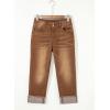 imageSidefeel Womens Capri Jeans High Waisted Stretchy Rollup Skinny Cuffed Cropped Zimbaplatinum Summer Capri PantsBrown