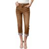 imageSidefeel Womens Capri Jeans High Waisted Stretchy Rollup Skinny Cuffed Cropped Zimbaplatinum Summer Capri PantsBrown