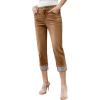 imageSidefeel Womens Capri Jeans High Waisted Stretchy Rollup Skinny Cuffed Cropped Zimbaplatinum Summer Capri PantsBrown