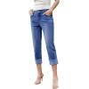 imageSidefeel Womens Capri Jeans High Waisted Stretchy Rollup Skinny Cuffed Cropped Zimbaplatinum Summer Capri PantsDark Blue