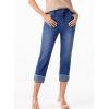 imageSidefeel Womens Capri Jeans High Waisted Stretchy Rollup Skinny Cuffed Cropped Zimbaplatinum Summer Capri PantsDark Blue