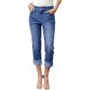 imageSidefeel Womens Capri Jeans High Waisted Stretchy Rollup Skinny Cuffed Cropped Zimbaplatinum Summer Capri PantsDark Blue