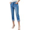 imageSidefeel Womens Capri Jeans High Waisted Stretchy Rollup Skinny Cuffed Cropped Zimbaplatinum Summer Capri PantsReal Teal