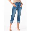 imageSidefeel Womens Capri Jeans High Waisted Stretchy Rollup Skinny Cuffed Cropped Zimbaplatinum Summer Capri PantsReal Teal
