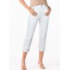 imageSidefeel Womens Capri Jeans High Waisted Stretchy Rollup Skinny Cuffed Cropped Zimbaplatinum Summer Capri PantsWhite