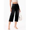 imageSidefeel Womens Capri Jeans High Waisted Wide Leg Stretchy Raw Hem Side Seam Zimbaplatinum Denim PantsBlack