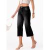 imageSidefeel Womens Capri Jeans High Waisted Wide Leg Stretchy Raw Hem Side Seam Zimbaplatinum Denim PantsBlack