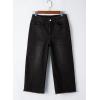 imageSidefeel Womens Capri Jeans High Waisted Wide Leg Stretchy Raw Hem Side Seam Zimbaplatinum Denim PantsBlack
