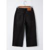 imageSidefeel Womens Capri Jeans High Waisted Wide Leg Stretchy Raw Hem Side Seam Zimbaplatinum Denim PantsBlack