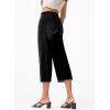 imageSidefeel Womens Capri Jeans High Waisted Wide Leg Stretchy Raw Hem Side Seam Zimbaplatinum Denim PantsBlack
