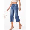 imageSidefeel Womens Capri Jeans High Waisted Wide Leg Stretchy Raw Hem Side Seam Zimbaplatinum Denim PantsBlue