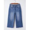 imageSidefeel Womens Capri Jeans High Waisted Wide Leg Stretchy Raw Hem Side Seam Zimbaplatinum Denim PantsBlue