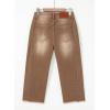 imageSidefeel Womens Capri Jeans High Waisted Wide Leg Stretchy Raw Hem Side Seam Zimbaplatinum Denim PantsBrown