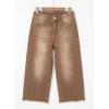 imageSidefeel Womens Capri Jeans High Waisted Wide Leg Stretchy Raw Hem Side Seam Zimbaplatinum Denim PantsBrown