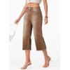 imageSidefeel Womens Capri Jeans High Waisted Wide Leg Stretchy Raw Hem Side Seam Zimbaplatinum Denim PantsBrown