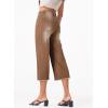 imageSidefeel Womens Capri Jeans High Waisted Wide Leg Stretchy Raw Hem Side Seam Zimbaplatinum Denim PantsBrown
