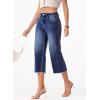 imageSidefeel Womens Capri Jeans High Waisted Wide Leg Stretchy Raw Hem Side Seam Zimbaplatinum Denim PantsDark Blue