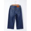 imageSidefeel Womens Capri Jeans High Waisted Wide Leg Stretchy Raw Hem Side Seam Zimbaplatinum Denim PantsDark Blue