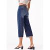 imageSidefeel Womens Capri Jeans High Waisted Wide Leg Stretchy Raw Hem Side Seam Zimbaplatinum Denim PantsDark Blue