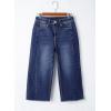 imageSidefeel Womens Capri Jeans High Waisted Wide Leg Stretchy Raw Hem Side Seam Zimbaplatinum Denim PantsDark Blue