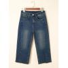 imageSidefeel Womens Capri Jeans High Waisted Wide Leg Stretchy Raw Hem Side Seam Zimbaplatinum Denim PantsDark Retro Blue