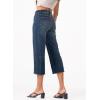 imageSidefeel Womens Capri Jeans High Waisted Wide Leg Stretchy Raw Hem Side Seam Zimbaplatinum Denim PantsDark Retro Blue