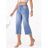 imageSidefeel Womens Capri Jeans High Waisted Wide Leg Stretchy Raw Hem Side Seam Zimbaplatinum Denim PantsLight Blue