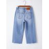 imageSidefeel Womens Capri Jeans High Waisted Wide Leg Stretchy Raw Hem Side Seam Zimbaplatinum Denim PantsLight Blue