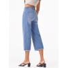 imageSidefeel Womens Capri Jeans High Waisted Wide Leg Stretchy Raw Hem Side Seam Zimbaplatinum Denim PantsLight Blue