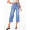 imageSidefeel Womens Capri Jeans High Waisted Wide Leg Stretchy Raw Hem Side Seam Zimbaplatinum Denim PantsLight Blue