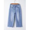 imageSidefeel Womens Capri Jeans High Waisted Wide Leg Stretchy Raw Hem Side Seam Zimbaplatinum Denim PantsLight Blue