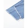 imageSidefeel Womens Capri Jeans High Waisted Wide Leg Stretchy Raw Hem Side Seam Zimbaplatinum Denim PantsLight Blue