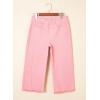 imageSidefeel Womens Capri Jeans High Waisted Wide Leg Stretchy Raw Hem Side Seam Zimbaplatinum Denim PantsPink
